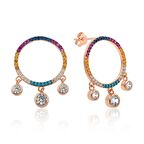 ​Gümüş Renkli Taşlı Daire Kadın Küpe