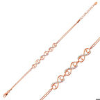 Ebuz Gümüş Rose Üç Kalpli Sonsuzluk Kadın Bileklik