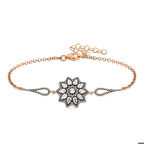 Ebuz ​Gümüş Rose Çiçek Desenli Elmas Montür Bileklik