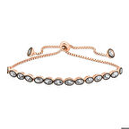 Ebuz Gümüş Rose Oval Kesim Elmas Montür Asansör Bileklik