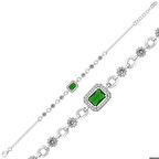 Ebuz Gümüş Yeşil Baget Taşlı Kadın Bileklik