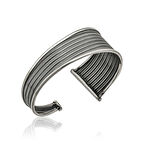 Ebuz Gümüş Eskitme Desenli Kadın Bilezik