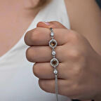 Ebuz ​Gümüş Yuvarlak Zultanit Taşlı Kadın Bileklik