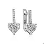 Ebuz Gümüş Sallantılı Kalp Taşlı Küpe