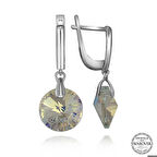 Ebuz Swarovski Crystal Taşlı Gümüş Beyaz Sallantılı Kadın Küpe