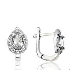 Ebuz Gümüş Beyaz Taşlı Damla J Kadın Küpe