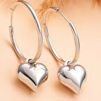 Ebuz Gümüş Kalp Sallantılı Kadın Küpe