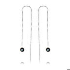 Ebuz Gümüş Zincirli Lacivert Nazar Küpe