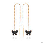 Ebuz Gümüş Kelebek Zincir Küpe