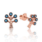 Ebuz Gümüş Hayat Ağacı Çivili Küpe