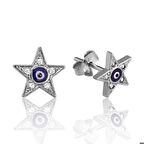 Ebuz Gümüş Nazarlı Yıldız Çivili Küpe