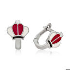 Ebuz ​Gümüş Kırmızı Taç Çocuk Küpesi