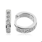 Ebuz ​Gümüş Beyaz Taşlı Halka Küpe