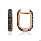 Ebuz Gümüş Çift Taraflı SiyahTaşlı J Kadın Küpe