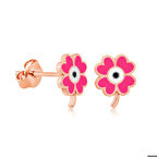 Ebuz ​Gümüş Fosforlu Pembe Yonca Küpe