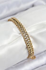 316L Çelik Örme Zincir Model Gold Renk Kadın Bileklik