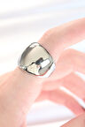 Silver Renk Ayarlanabilir Bombeli Ayna Yüzük - EBJ240521W24340
