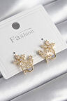 Gold Renk Zirkon Taşlı Çiçek Model Kadın Küpe - EBJ241130W29688