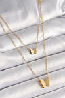 Gold Renk 2'Li Simli Kelebek Model Kadın Kolye - EBJ250412W32655