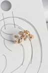Pirinç Gold Renk Zirkon Taşlı Yaprak Model Kadın Kıkırdak Küpe - EBJ250522W34190