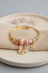 Pembe Kelebek Model Gold Renk Charmlı Bileklik - EBJ260725W44475