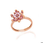 Ebuz Gümüş Rose Pembe Taşlı Lotus Çiçeği Kadın Yüzük