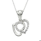 Ebuz Gümüş Çift Kalpli Kadın Kolye