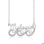 Ebuz Gümüş Meleğim Yazılı Kalpli Kadın Kolye