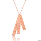 Ebuz Gümüş Rose İsimlik Çubuk Plaka Kolye