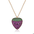 Ebuz Gümüş Rose Çilek Kadın Kolye