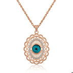 Ebuz ​Gümüş Rose Oval Nazar Kadın Kolye