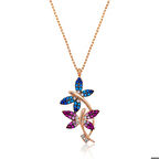 Ebuz Gümüş Rose Çifte Kelebekler Kadın Kolye