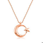 Ebuz Gümüş Rose Ay Yıldız Kadın Kolye