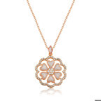 Ebuz Gümüş Rose Kalp Çiçek Kadın Kolye