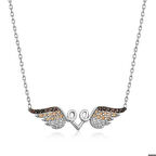 Ebuz Gümüş Kanatlı Kalp Kolye