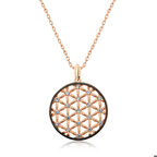 Ebuz Gümüş Rose Yaşam Çiçeği Kolye