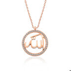 Ebuz Gümüş Rose Arapça Allah Yazılı Kadın Kolye