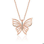 Ebuz ​Gümüş Rose Bahar Kelebeği Kadın Kolye