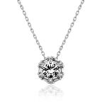 Ebuz Gümüş Buz Beyazı Baget Taşlı Kadın Kolye