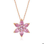 Ebuz Gümüş Rose Pembe Çiçek Kolye