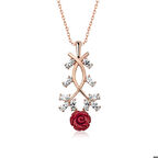 Ebuz ​Gümüş Rose Kırmızı Gül Kolye