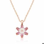 Ebuz Gümüş Rose Pembe Lotus Çiçeği Kolye