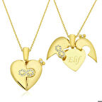 Ebuz Gümüş Gold İsim Yazılı Sonsuz Kalp Kolye