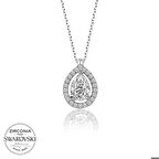 Ebuz Swarovski Taşlı Gümüş Tektaş Kadın Kolye