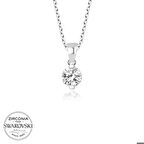 Ebuz Swarovski Taşlı Gümüş Tektaş Kadın Kolye