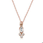 Ebuz Gümüş Rose Çiğ Damlası Mekik Tektaş Kadın Kolye