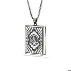 Ebuz Gümüş Kare İçi Açılabilen Tuğra Muskalık Kolye