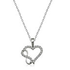 Ebuz Gümüş Kalpli Sonsuzluk Kadın Kolye