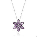 Ebuz Gümüş Mor Lotus Çiçeği Kadın Kolye