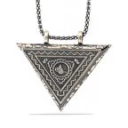 Ebuz Gümüş Üçgen İçi Açılabilen Tuğra Muskalık Kolye